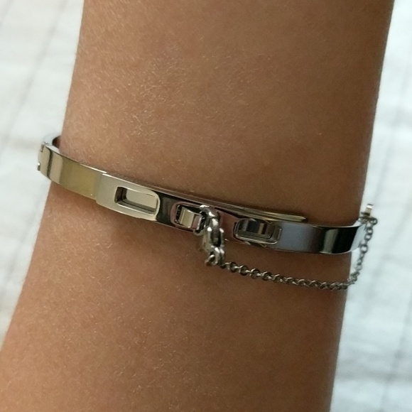 Bangle Chain Bracelet Minimalist Rhodium Plated - Picture 4 of 7